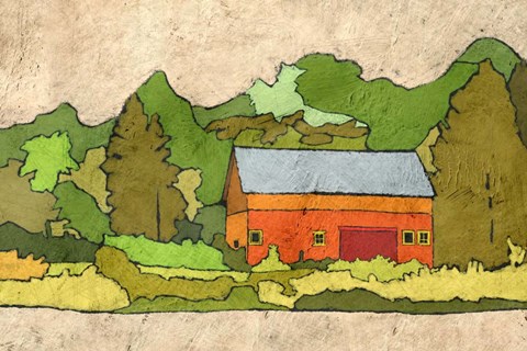 Framed Cabin in the Green Forest Print