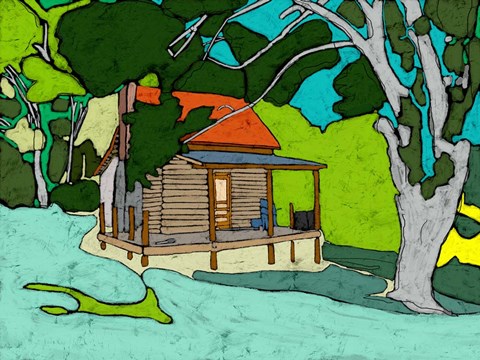 Framed Cabin in the Woods Print