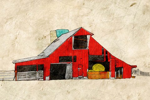 Framed Red Barn Print