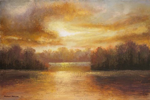 Framed Golden Lake Glow II Print