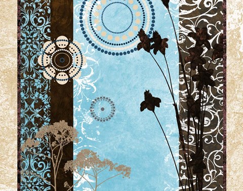 Framed Blue Santorini Garden I Print