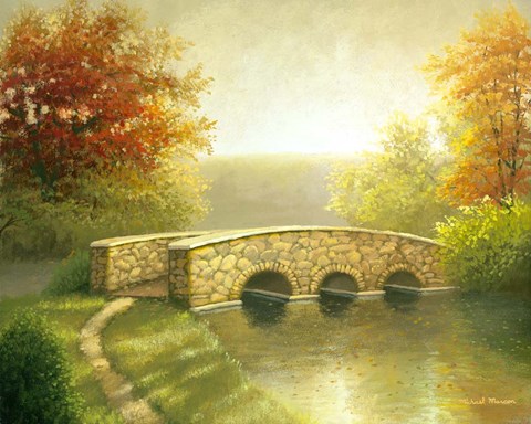 Framed Autumn Bridge I Print
