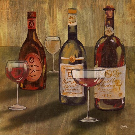 Framed Bottle of Wine II Print