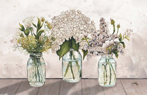 Framed Jars of Wildflowers Print