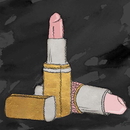 Framed Lipstick Poppin&#39; on Black Print