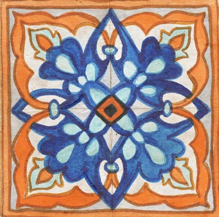Framed Colorful Tile II Print