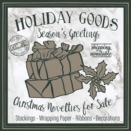 Framed Taupe Christmas Sign III Print