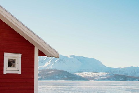 Framed Winter Cabin Print