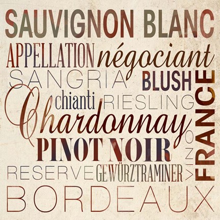 Framed Wine Words II Print