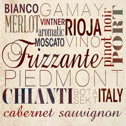 Framed Wine Words I Print