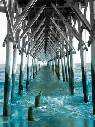 Framed Teal Dock I Print