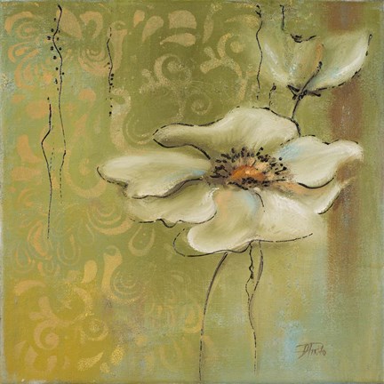 Framed Green Flowers II Print