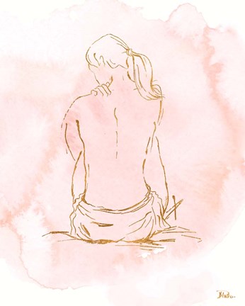 Framed Nude on Pink II Print