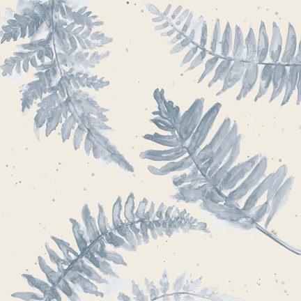 Framed Indigo Palms on Beige II Print