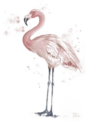 Framed Flamingo Stand I Print