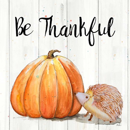 Framed Be Thankful Harvest Hedgehog I Print
