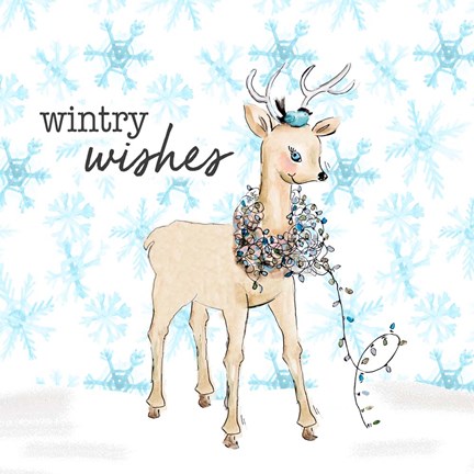 Framed Blue Whimsical Christmas I Print