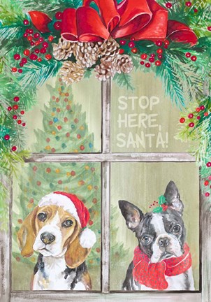 Framed Stop Here Santa Print