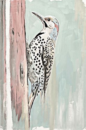 Framed Beige Woodpecker II Print