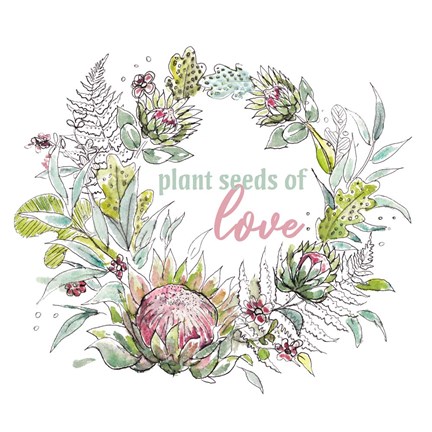 Framed Protea&#39;s Inspirational Wreath I Print