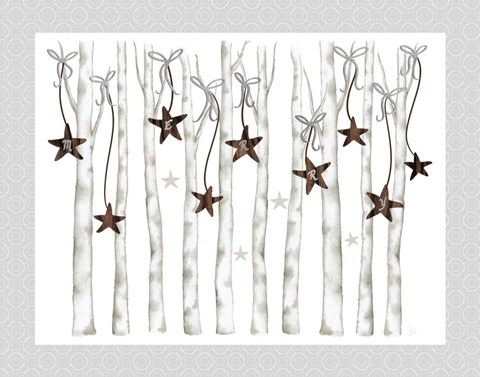 Framed Merry and Bright Birch Trees I Print
