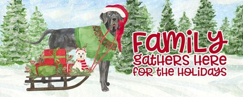 Framed Dog Days of Christmas - Family Gathers Print