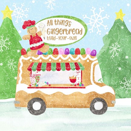 Framed Food Cart Christmas I Gingerbread Print