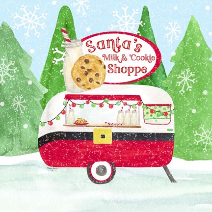 Framed Food Cart Christmas IV Santas Milk and Cookies Print