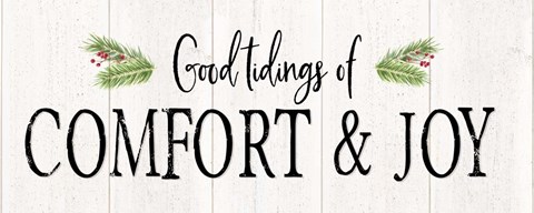 Framed Peaceful Christmas - Comfort and Joy horiz black text Print