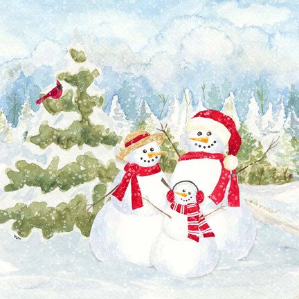 Framed Snowman Wonderland I Family Scene Print
