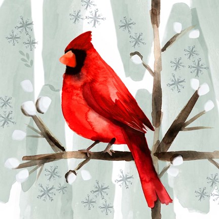 Framed Christmas Hinterland I Cardinal Print