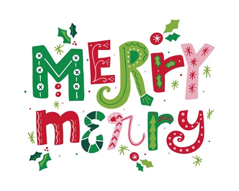 Framed Festive Lettering - Merry Merry Print