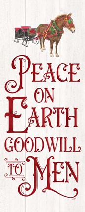 Framed Vintage Christmas Signs panel III-Peace on Earth Print