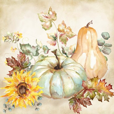 Framed Watercolor Harvest Pumpkin II Print