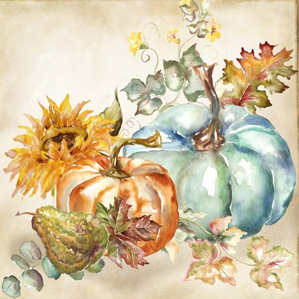Framed Watercolor Harvest Pumpkin IV Print