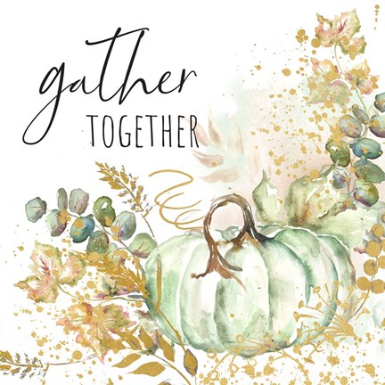 Framed Ghost Pumpkin Harvest Sentiment II Print