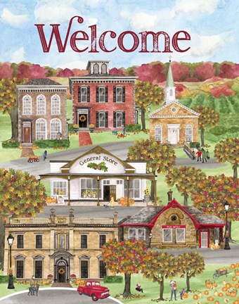 Framed Harvest Village portrait Print