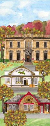 Framed Harvest Village vertical I Print