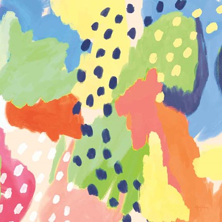 Framed Bright Life I Blue Green Crop Print