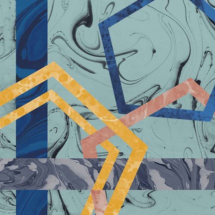 Framed Terrazzo I Blue Print