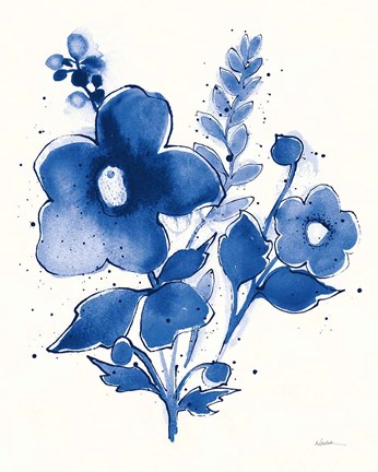 Framed Independent Blooms Blue IV v2 Print