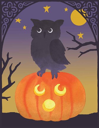 Framed Halloween Critter III Light Owl Print