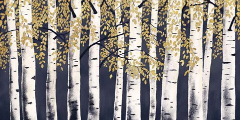 Framed Fresh Forest Indigo Gold Print