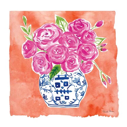 Framed Chinoiserie Roses II Print