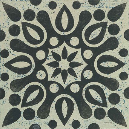 Framed Black and White Tile IV Print