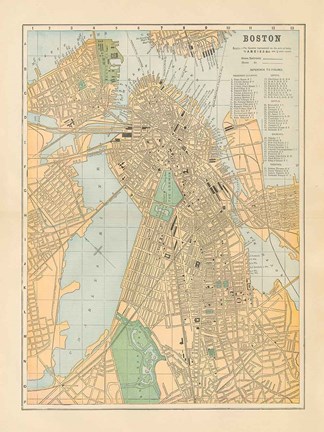 Framed Boston Map Print