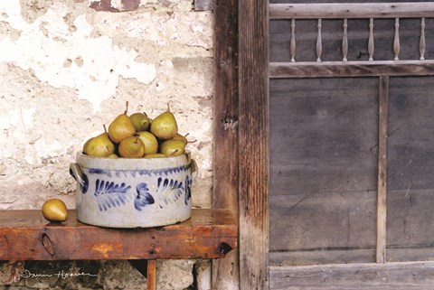Framed Bushel and a Peck Crock of Pears Print