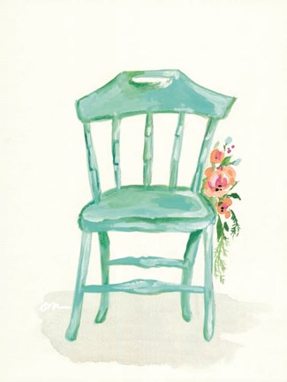 Framed Floral Chair IV Print