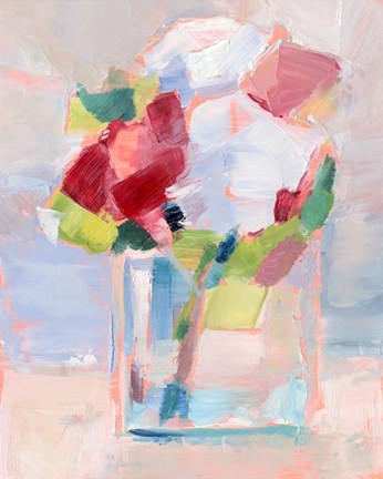 Framed Abstract Flowers in Vase II Print