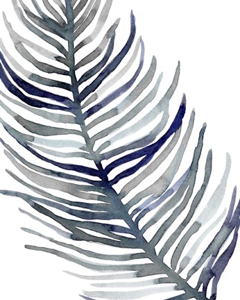 Framed Blue Feathered Palm I Print
